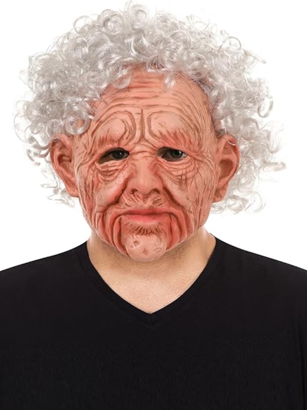 Realistic Old Lady Mask Wig Halloween Latex Costume Elderly Grandma Face Mask